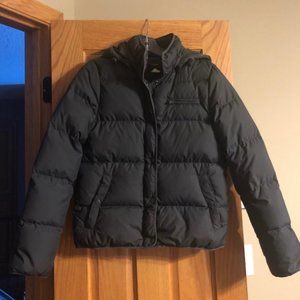 J. Crew Down Puffer Hooded Jacket XS Gray Black